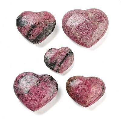 Natural Rhodonite Heart Love Healing Stones