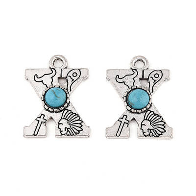 Synthetic Turquoise & Alloy Pendants