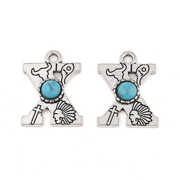 Synthetic Turquoise & Alloy Pendants