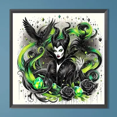 5D Diamond Arts Colorful Painting Kit, 1 Set Black Crow & Woman Pattern DIY Diamond Arts Colorful Painting without Frame, Han...