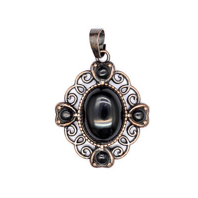 Retro Hollow Natural Obsidian Pendants