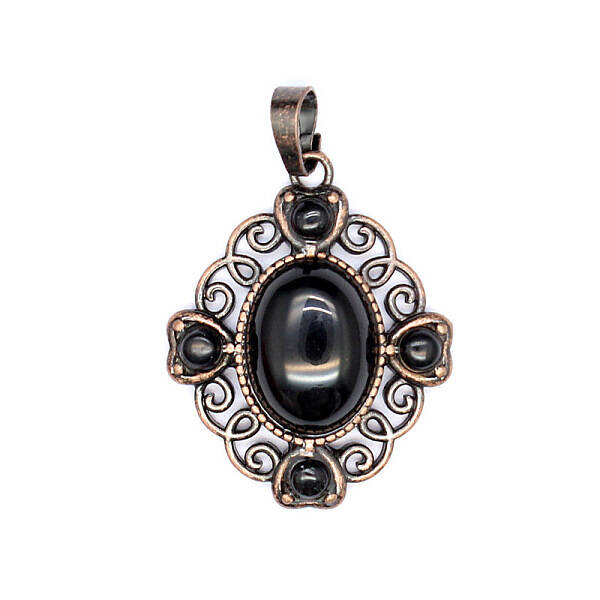 Retro Hollow Natural Obsidian Pendants
