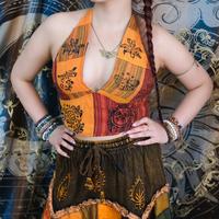 Patchwork Cotton Reversible Bralette, Summer Colorful Crop Top, Boho Hippie Celestial Halter Top, Backless Top Bohemian Festi...