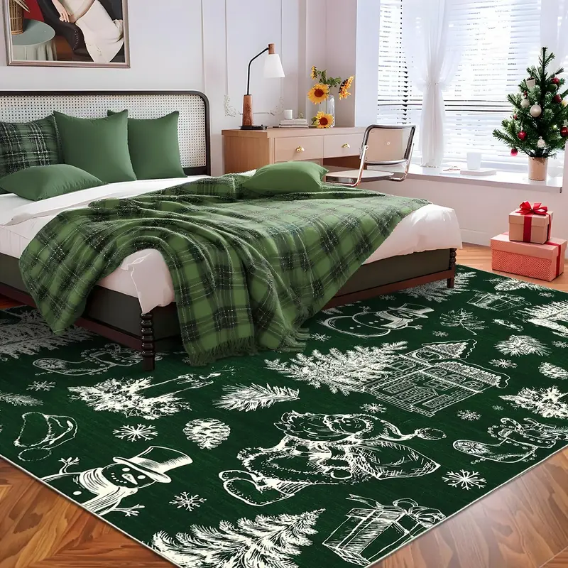 Garvee Christmas Rug Thin Washable Rug with Non Slip Rubber Backing, Low Pile Soft Indoor Carpet, Non Shedding Foldable Print...