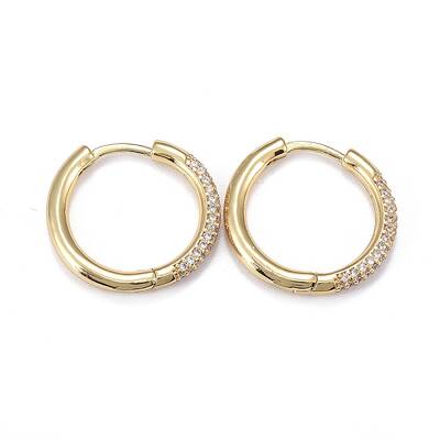 Brass Micro Pave Cubic Zirconia Huggie Hoop Earrings for Women
