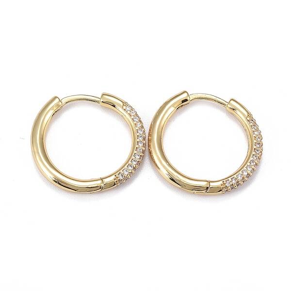 Brass Micro Pave Cubic Zirconia Huggie Hoop Earrings for Women