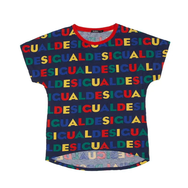 DESIGUAL Repeat Logo T-Shirt Blue Short Sleeve Womens S
