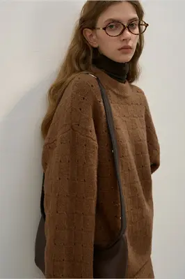 Loose Fit Crew Neck Wool Blend Pink Queen Women's Fall Sweaters 2024 Casual Long Batwing Sleeve Oversized Crewneck Pullover W...