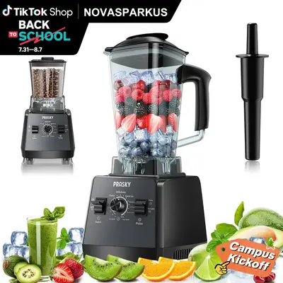 Prasky Pro 3L/102oz Blender, 2 Cups Smoothies Blenders, PRASKY Max.2400Watts/1000Watts Blender and Grinder Combo 25000RPM Pow...
