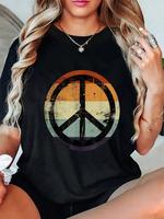 100% Cotton Retro Vintage Distressed Design Peace Sign T-Shirt