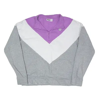 FILA Sweatshirt Grey 1/4 Zip Womens 2XL