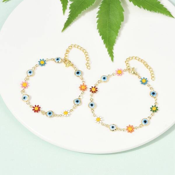 304 Stainless Steel Enamel Link Bracelets for Woman