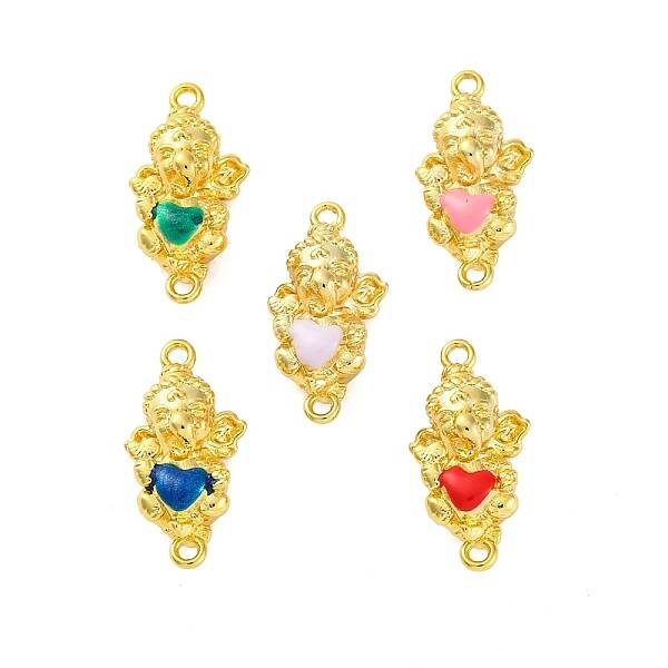 Brass Enamel Elephant Connector Charms