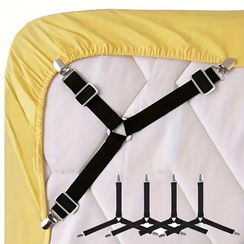 Bed Sheet Holder Strap, 4 Counts Adjustable Elastic Bed Sheet Holder, Bedding Accessories for Home Bedroom Hotel Dormitory