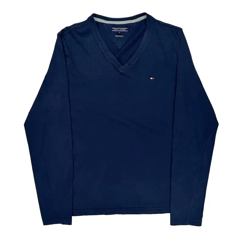 Tommy Hilfiger V-Neck T-Shirt - XL Navy Cotton