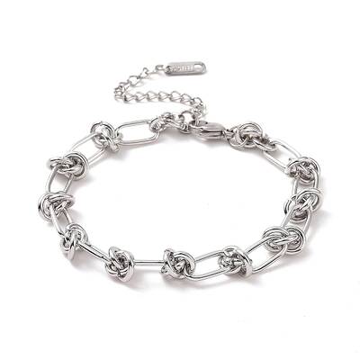 Non-Tarnish 304 Stainless Steel Knot Link Chain Bracelet for Men Women