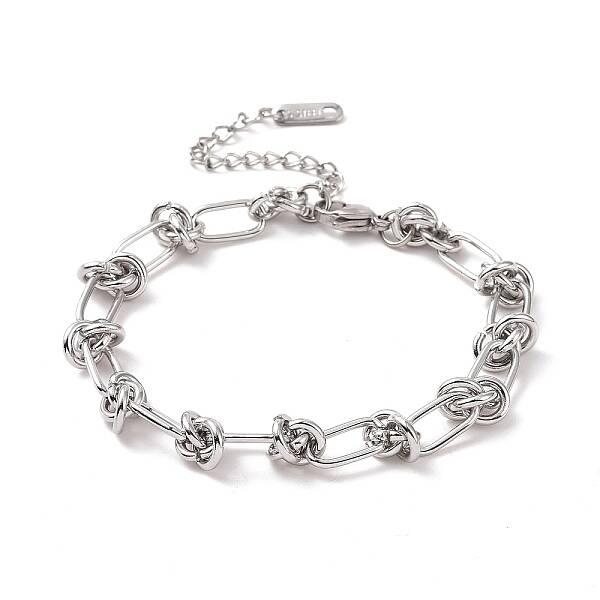 Non-Tarnish 304 Stainless Steel Knot Link Chain Bracelet for Men Women