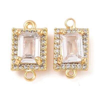 Brass Pave Clear Cubic Zirconia Connector Charms