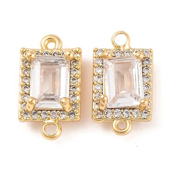 Brass Pave Clear Cubic Zirconia Connector Charms