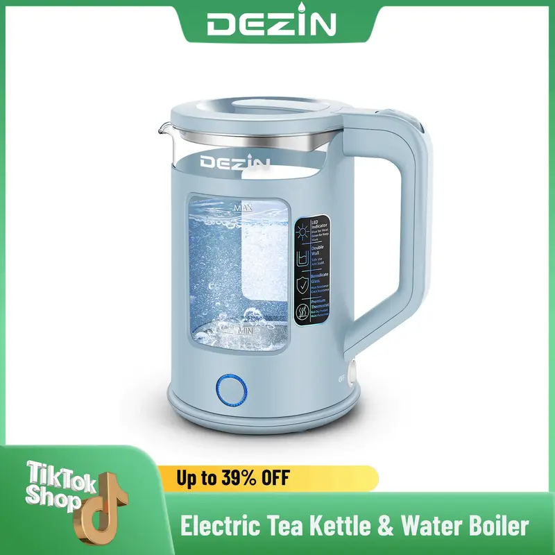 Dezin Electric Kettle with Keep Warm Function, BPA Free Window-Glass Double Wall Design Electric Tea Kettle, 1.5L Bicolor LED...