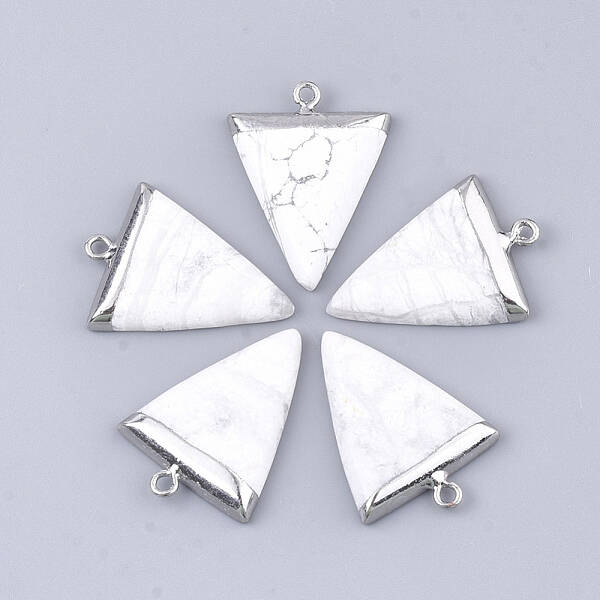 Electroplate Natural Howlite Pendants