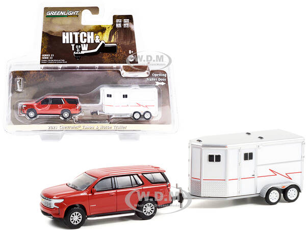 2021 Chevrolet Tahoe Cherry Red Pearl with White Horse Trailer \