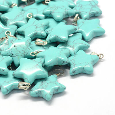 Star Dyed Synthetic Turquoise Pendants