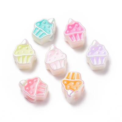 UV Plating Rainbow Iridescent Acrylic European Beads