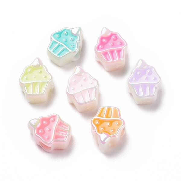 UV Plating Rainbow Iridescent Acrylic European Beads