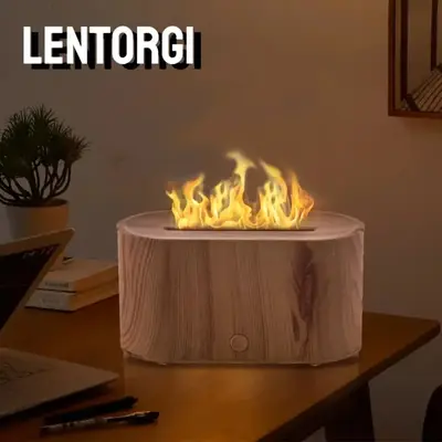 Simulation Flame Air Humidifier, Electric Aroma Diffuser, Noiseless Operation, Upgraded 7 Flame Colors, Noiseless, Essential ...