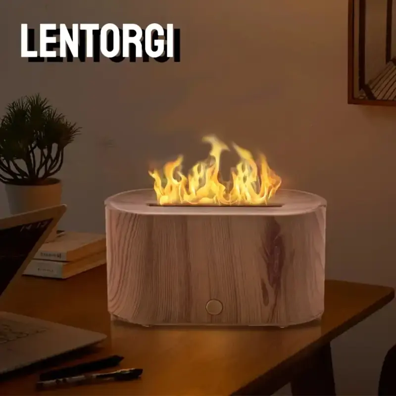 Simulation Flame Air Humidifier, Electric Aroma Diffuser, Noiseless Operation, Upgraded 7 Flame Colors, Noiseless, Essential ...