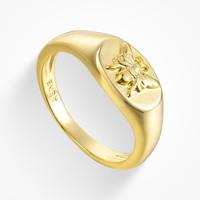 Evry Jewels Bee Humble Ring for Women – Gold signet ring with engraved bee design – Statement piece perfect for pairing o...
