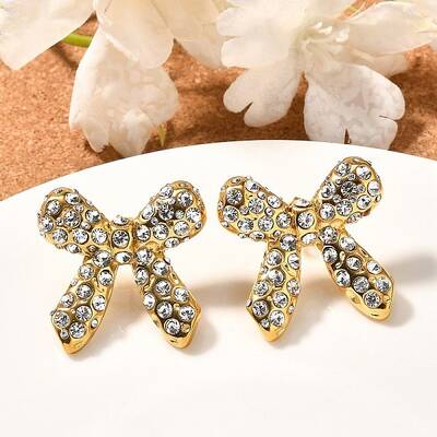304 Stainless Steel Bowknot Stud Earrings