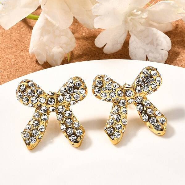 304 Stainless Steel Bowknot Stud Earrings