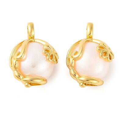 Rack Plating Brass & Natural Pearl Pendants