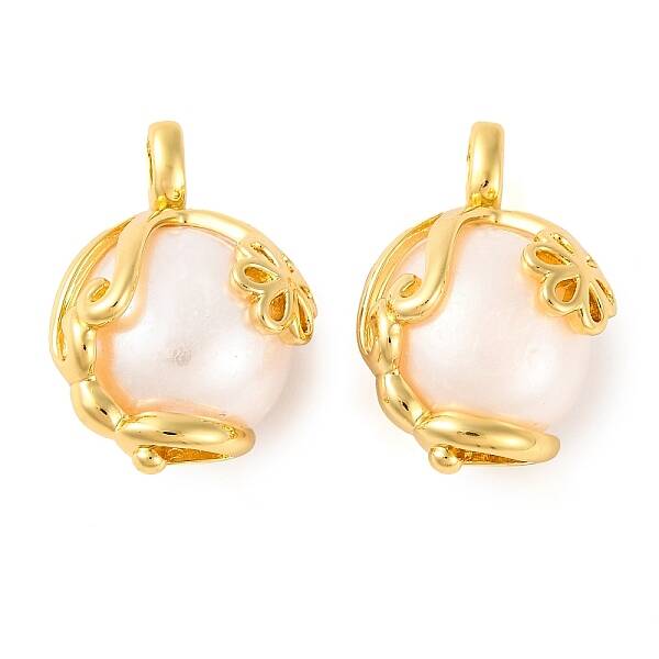 Rack Plating Brass & Natural Pearl Pendants