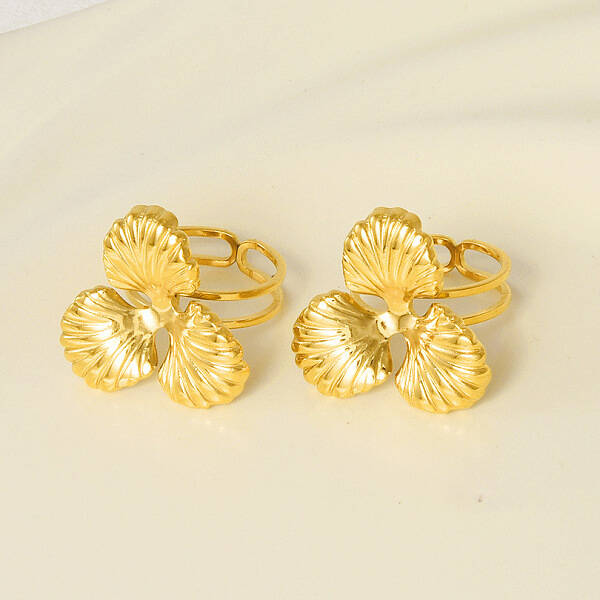 Stylish 304 Stainless Steel Clover Cuff Ring for Women