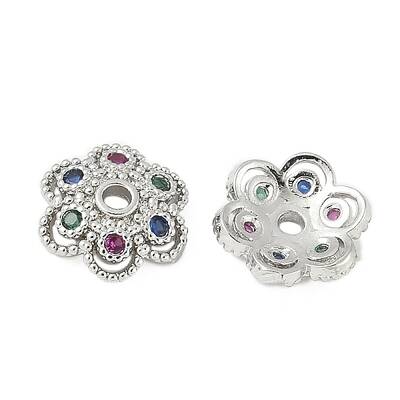 Brass Micro Pave Colorful Cubic Zirconia Bead Caps