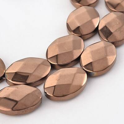 Electroplate Non-magnetic Synthetic Hematite Oval Bead Strands