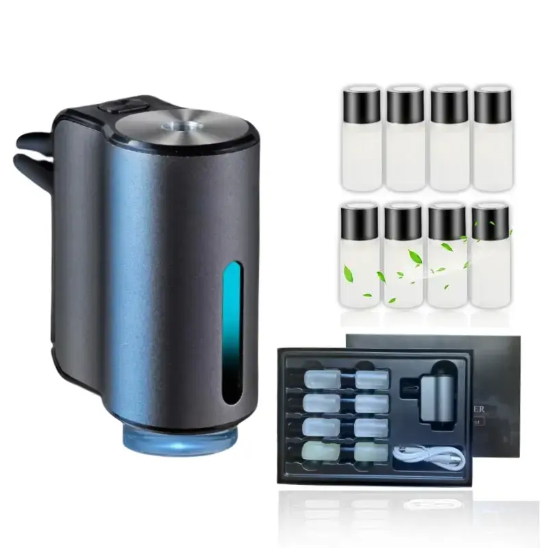 Car Air Freshener with Three Adjustable Intensity Levels, 8x10ml France Essential Oil Aroma Diffuser