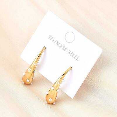 Teardrop 304 Stainless Steel Stud Earrings