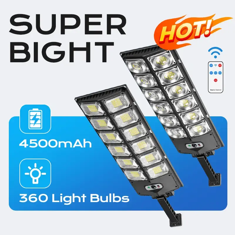 Solar Street Light Outdoor Solar Parking Lot Light with Motion Sensor IP65 Waterproof Commercial Lighting 360 SMD LEDs Adjust...