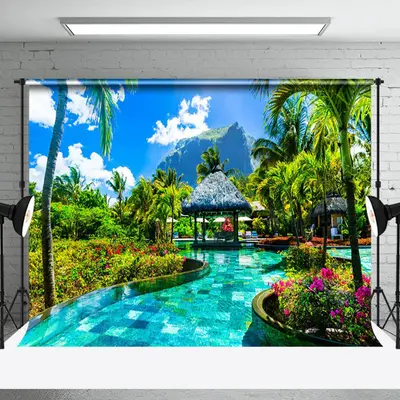 Natural Summer Swimming Pool Photography Backdrop - Aperturee