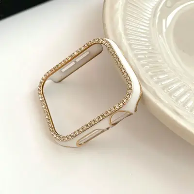 Rhinestone Decor Smart Watch Case, 1 Count Hollow Out Single Row Watch Case for Women & Men, Fashion Watch Case for iWatch Da...