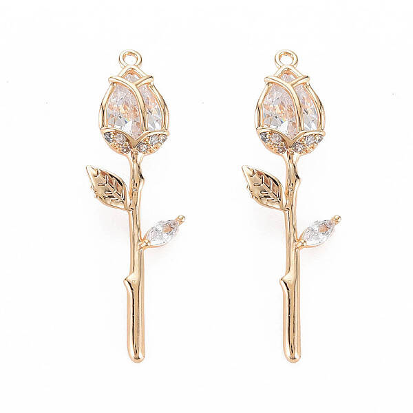 Brass Micro Pave Cubic Zirconia Pendants
