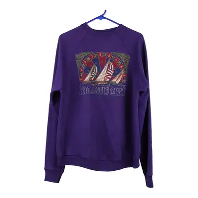 Atlantic City Nucleus Graphic Sweatshirt - Large Purple Cotton Blend