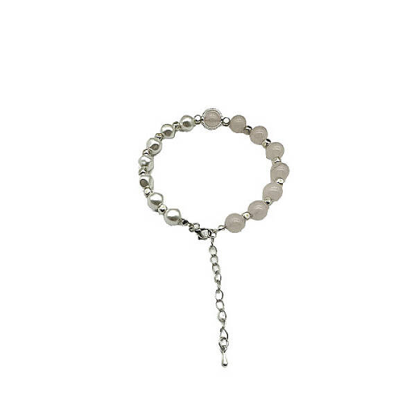 Natural Rose Quartz Round Beaded Bracelet