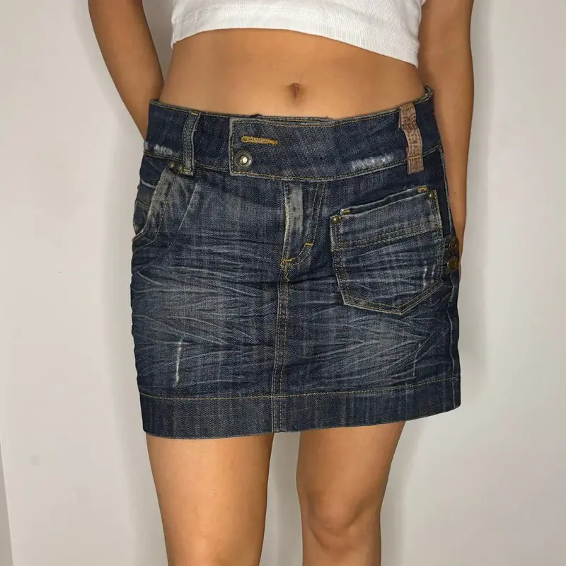 Fracomina Mini Denim Skirt - 30W UK 10 Blue Cotton