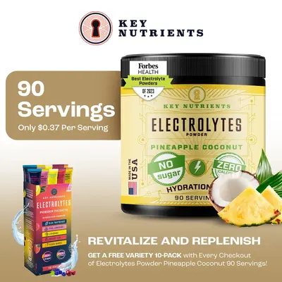 KEY NUTRIENTS Multivitamin Electrolytes Powder No Sugar - Tropical Pineapple Coconut Electrolyte Powder - Endurance & Energy ...