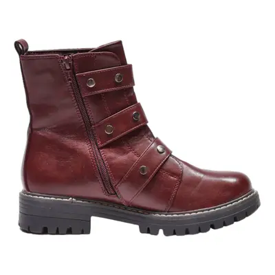 Ankle Boots Maroon Leather Womens UK 5